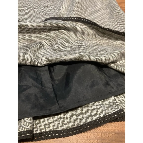 LOFT Wool Silk Blend 14 Godet Skirt Gray Black Office Zip Up Knee Length Office - Picture 4 of 9